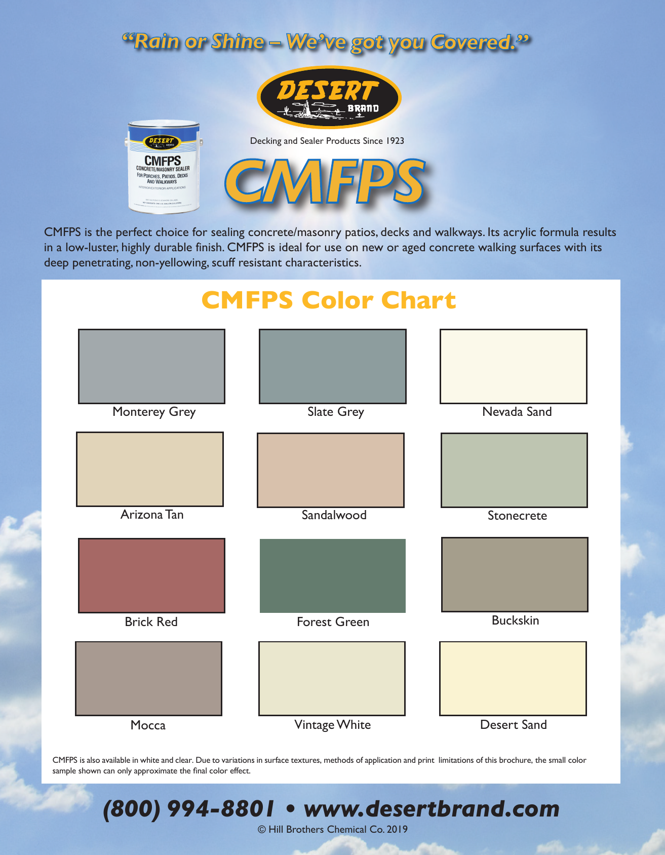 Official Desert Brand CMFPS color chart